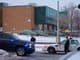 Municipal police patrol outside the Quebec Mosque in