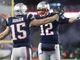 Patriots quarterback Tom Brady (12) celebrates after