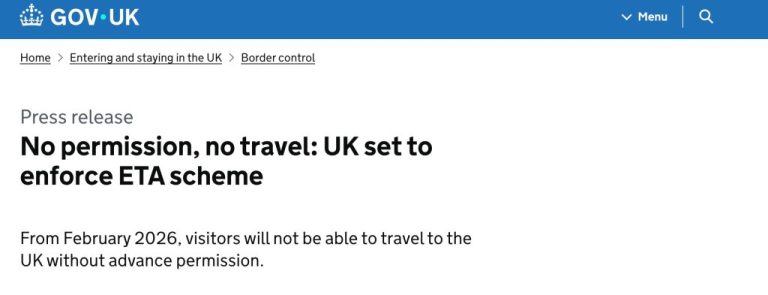 No ETA, No Entry: UK Tightens Border Rules for 85 from February 2026