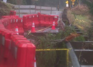 North Bend road closed due to erosion, trapping residents in homes