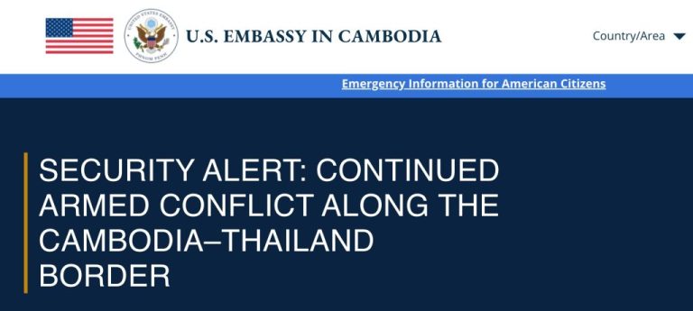 Thailand–Cambodia Conflict Expands to Areas 80KM from the Border, U.S. Embassy Warns