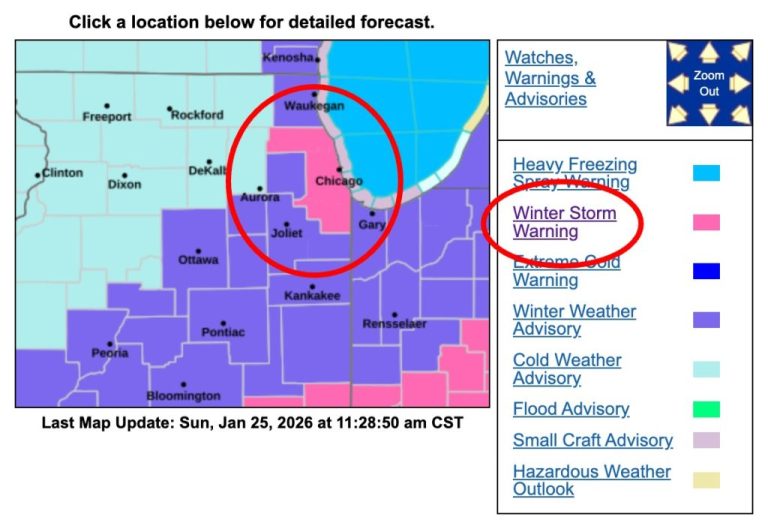 Heavy Snowstorm Warning Upgraded for Chicago, IL as Forecast Worsens