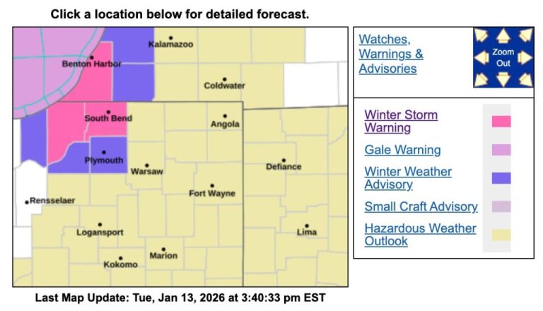 Urgent Snowstorm Warning Issued for 3 Counties in Indiana and Michigan