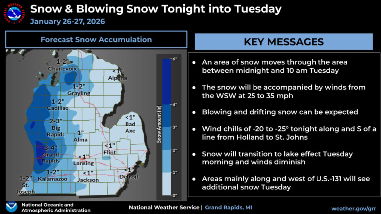 Urgent Winter Weather Message Issued for 22 Michigan Counties