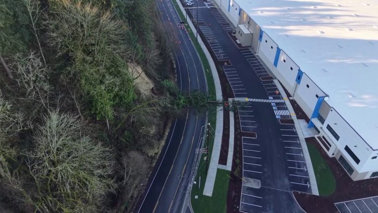 Landslide closes road, downs power lines in Puyallup