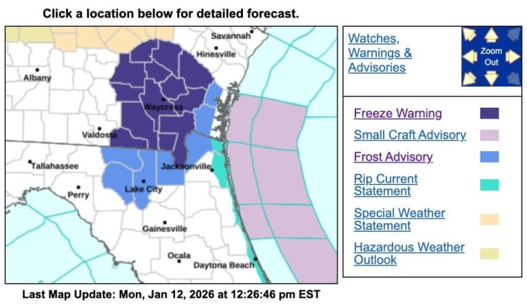 Urgent Freeze Warning Issued For North Florida and South Georgia