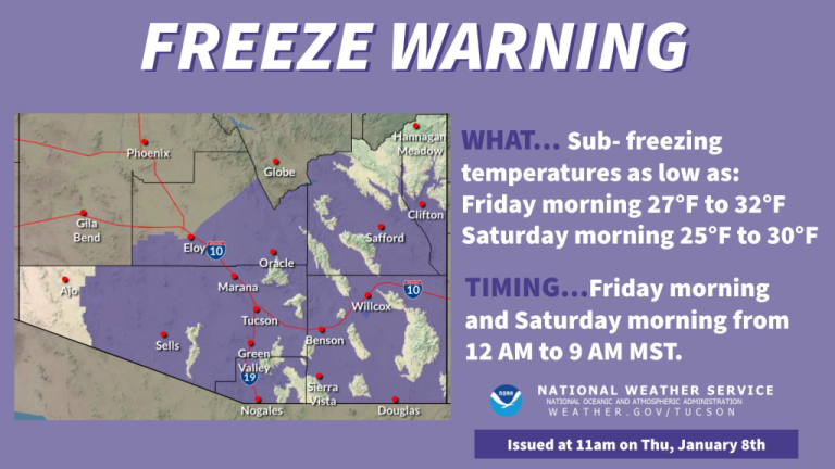 Urgent Freeze Warning Issued For 6 Counties in Arizona