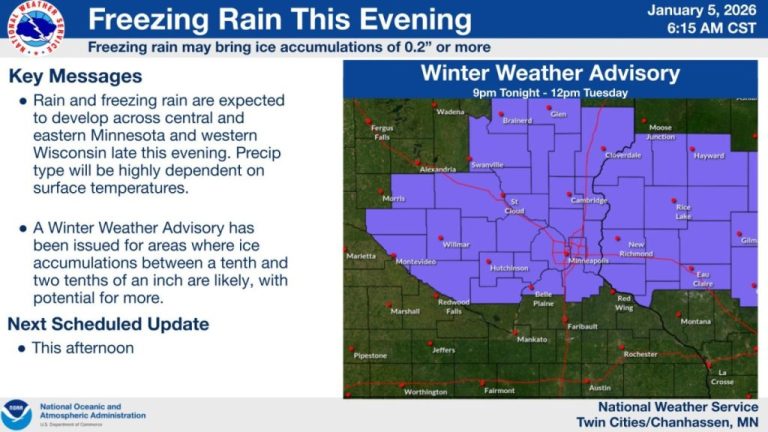 Hazardous Travel Conditions in Central Minnesota as Freezing Rain Strikes