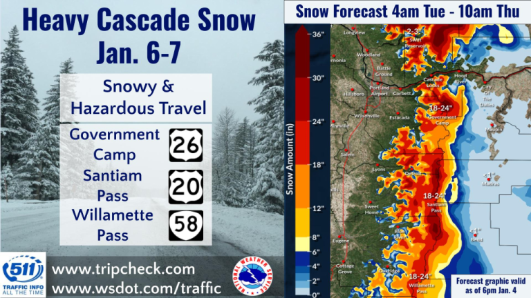 Heavy Snowstorm Warning Issued for Parts of Oregon and Washington