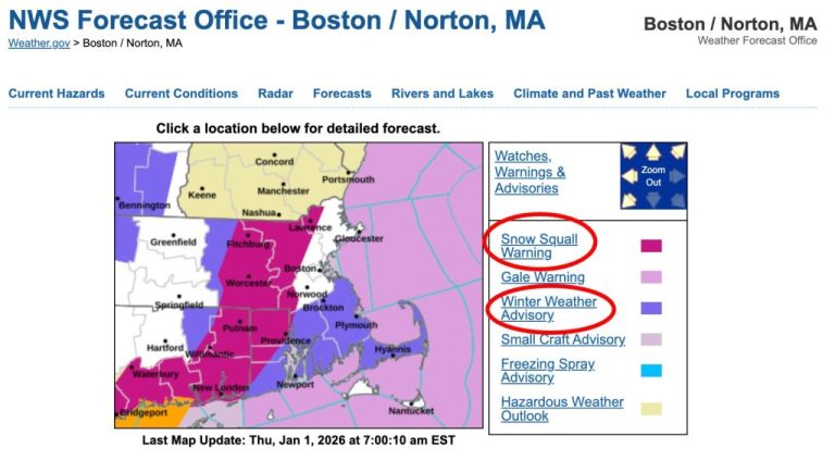 Hazardous Snowstorm Warning Issued for Massachusetts and Connecticut