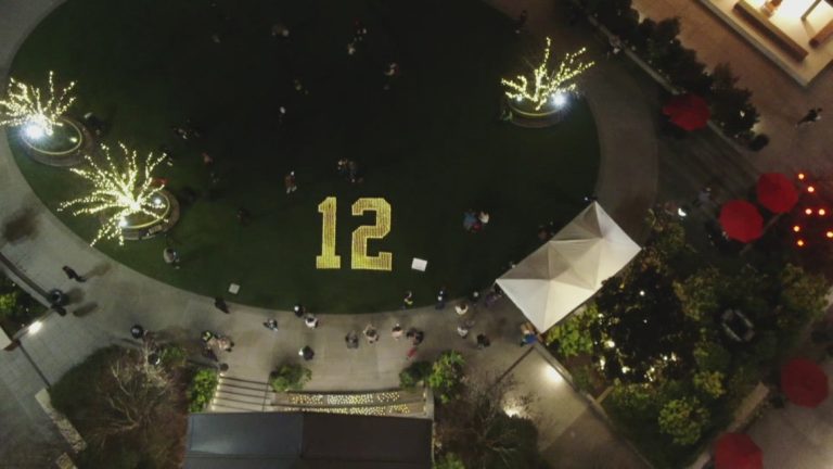 Glowing glass ’12’ lights up Seattle as Seahawks fans celebrate final Blue Friday before Super Bowl