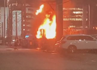 RV fire extinguished in SoDo, injuring 1