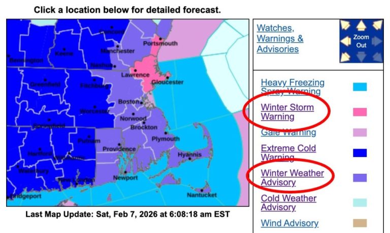 Snowstorm Warnings and Advisories Issued for Massachusetts and New Hampshire
