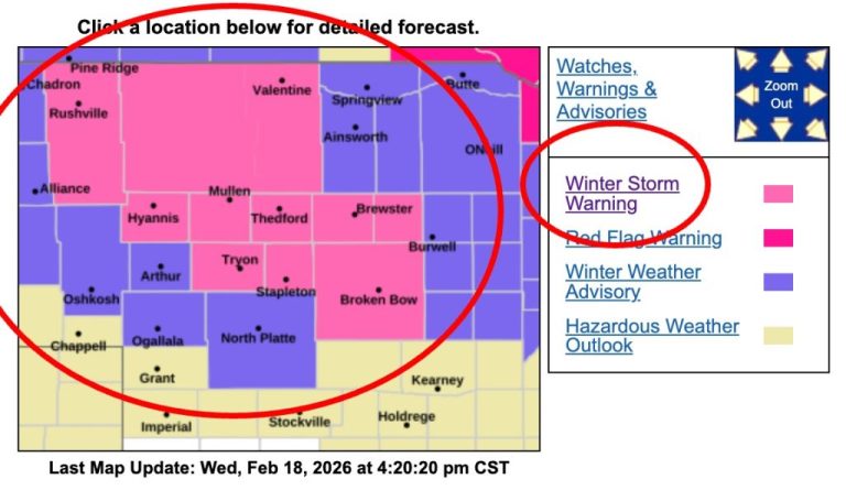 Heavy Snowstorm Warning Issued for 10 Nebraska Counties as Conditions Worsen