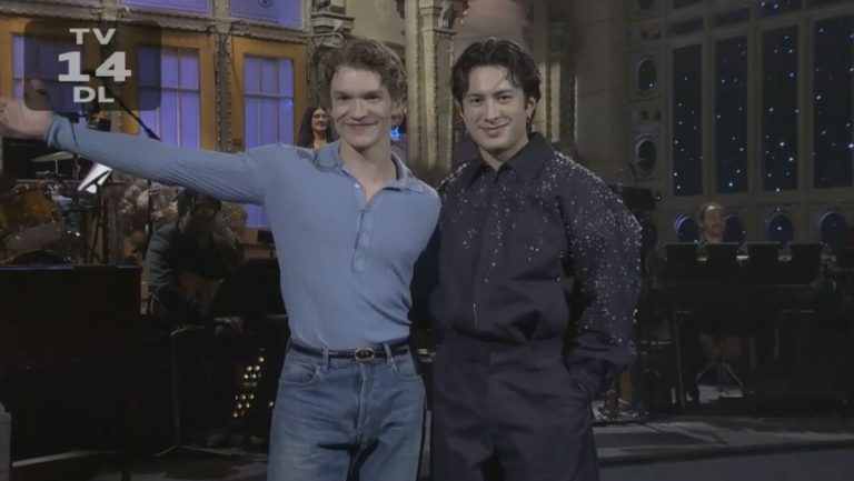 ‘Heated Rivalry’ Stars Connor Storrie and Hudson Williams Reunite on ‘SNL’ for Ice Skating Sketch
