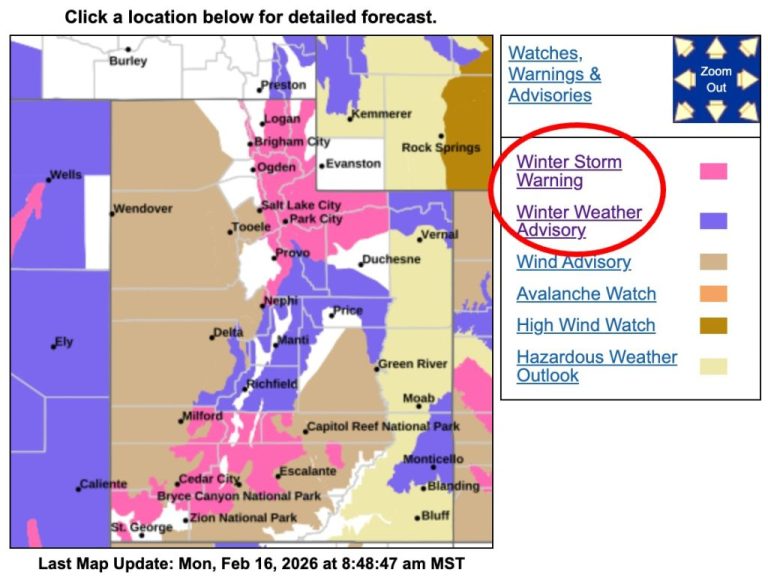 Urgent Winterstorm Warnings and Advisories Issued across Utah