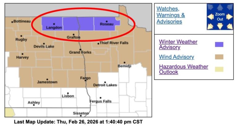 Near-Blizzard Winter Advisory Issued for 4 Counties in Montana and Minnesota