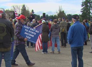 Hundreds rally against millionaires tax and Democrat-backed legislation at Washington State Capitol