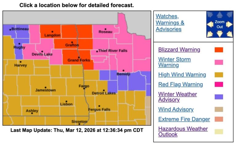 Blizzard Warning Upgraded for 7 Counties in North Dakota and Minnesota as Conditions Worsen