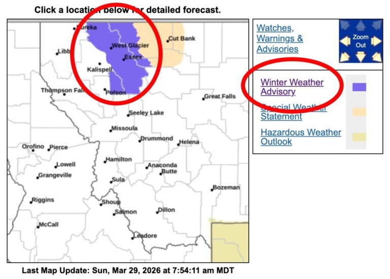Winter Weather Advisory Issued for 2 Montana Counties