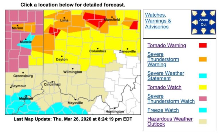 3 Tornado Warnings Issued Across Multiple Ohio Counties as Severe Storms Sweep Region