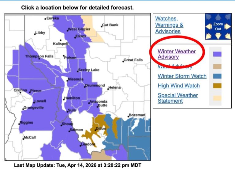 Heavy Snow Winter Advisory Issued for Large Portions of Idaho and Montana