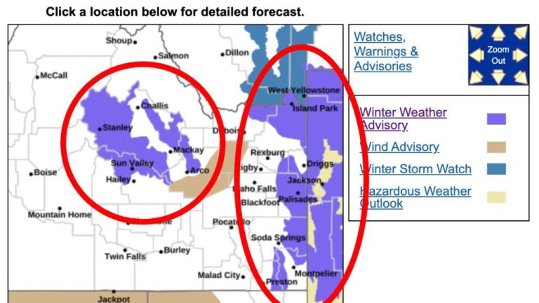 Heavy Snow Winter Advisory Issued for 16 Counties in Idaho and Wyoming
