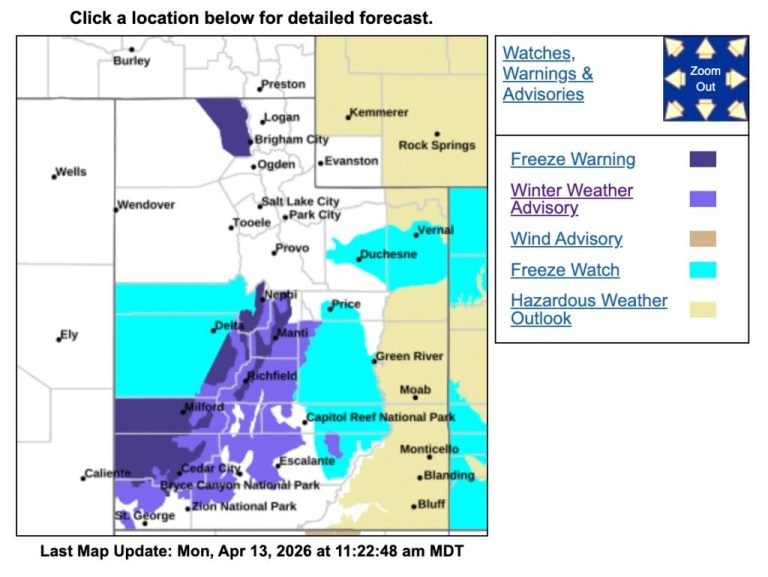 Heavy Snow Winter Advisory Issued for 12 Counties in Utah
