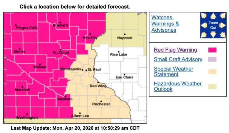 Red Flag Warning Issued for Parts of Minnesota as Conditions Worsen