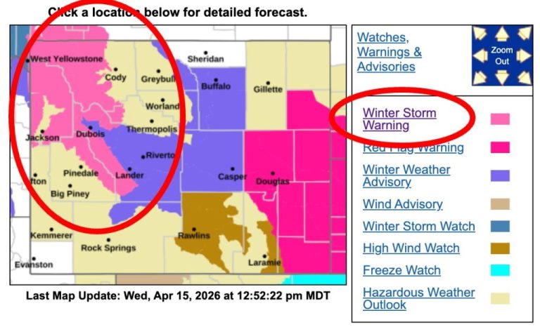 Winter Storm Warning Upgraded for 10 Counties in Wyoming and Montana as Conditions Intensify