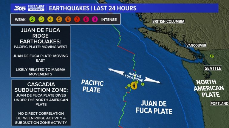Overnight offshore earthquake swarm poses no danger to Pacific Northwest, expert says