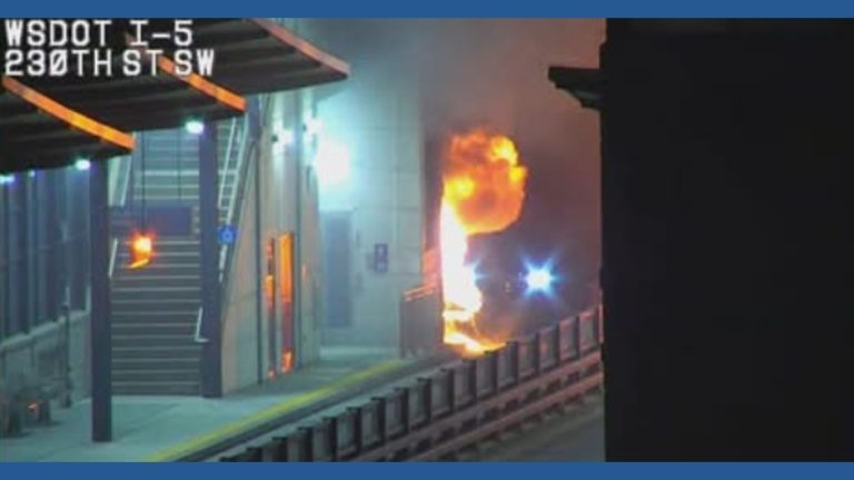 1 killed in fiery car crash on I-5 at Mountlake Terrace transit station