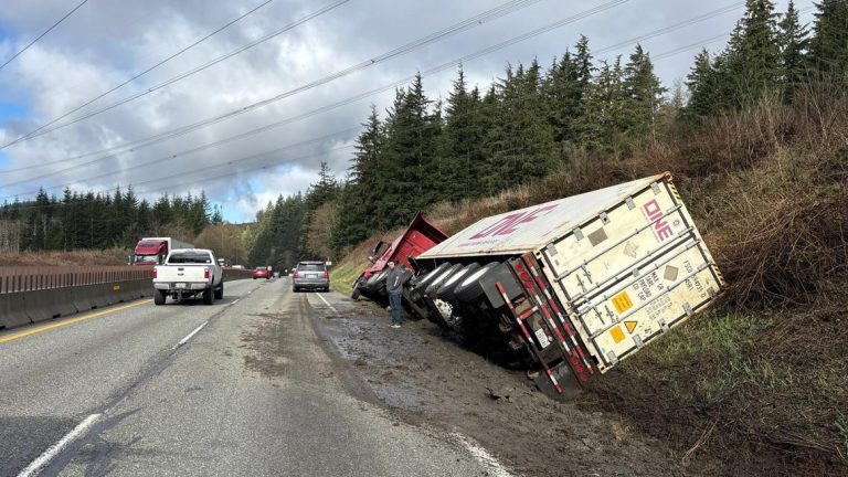 Truck carrying 80,000 pounds of potatoes crashes on SR 18